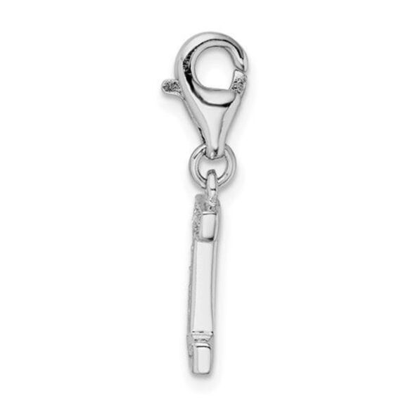 Amore La Vita Sterling Silver Rhodium-plated Polished CZ Letter I Initial Charm - Picture 2 of 3